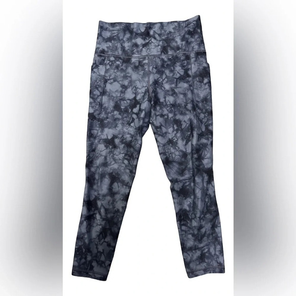 Athleta Salutation Tie Dye 7/8 Tight Size S Dark Gray Black Powervita - Picture 1 of 5